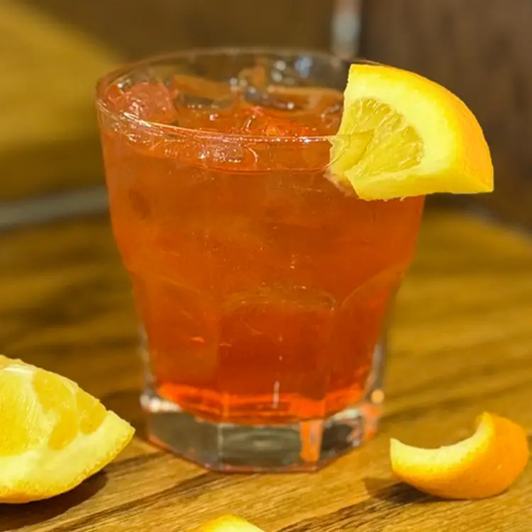 Blood orange designer mocktail at Morton's Tavern in Fort Worth