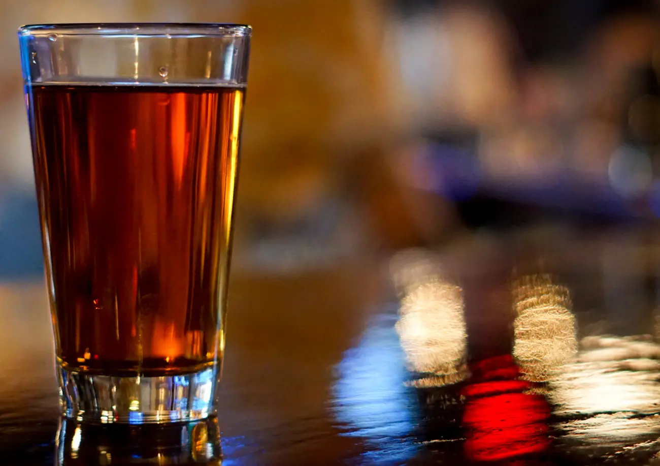 Cold draft beer on the bar at Morton's Tavern in Fort Worth